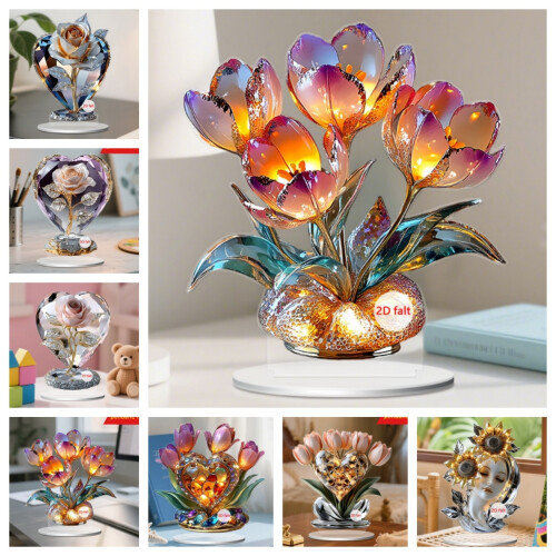 Bunte künstliche Acryl-Desktop-Ornament-Blumenfigur,-Stil D 2