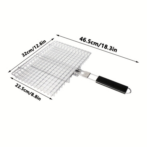 Professional Nonrust Steel BBQ Cooking Basket 32cm With Long 2