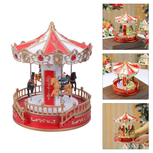 Holiday Carousels Decors Rotating Musical LED Light Ornament 1