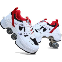 Quad Roller Skates for Kids and Adults, Unisex Inline Skating Shoes, White EU36 UK4, Comfortable Outdoor Sports Footwear