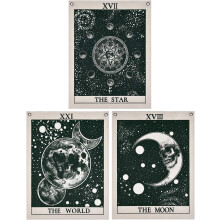 Set Of Three Tarot-Inspired Tapestries, Environmentally Friendly Fabric, Richly Illustrated For Decorative Or Gift Purposes