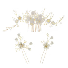 Elegantes peinetas y horquillas para el cabello de boda, broche clásico en forma de U hecho a mano, aleación de zinc con perlas de imitación y