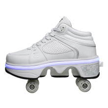 Roller Skates Color LED Light Inline Skate For Women Unisex 2In1 MultiPurpose Shoes Adjustable Quad Boots EU40