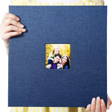 Linen Cover Memory Book For 4X6 8X10 Picture, Blue Self Adhesive Photo Album, Acid Free & PVC Free Scrapbook Album, Perfect Gift To Preserve Precious