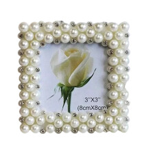 Pearl Decorated Crystal Inlaid Picture Frames, 6", Silver Plating, Ideal For Wedding Photos Or Romantic Home Decor, Easy Photo Installation, Clear Vie