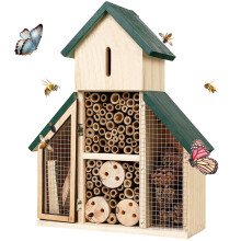 Bee Hotel Wooden Hanging Insect House For Ladybugs, Lacewings And Bees Outdoor Garden Nest Box