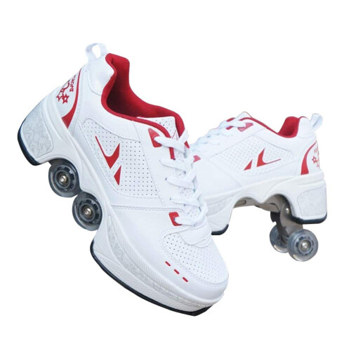 Inline Skate 2In1 Adjustable Quad Roller Skates Size 31