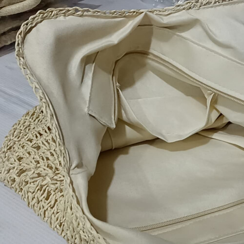 Τσάντα Tote Summer Beach Vocation, Ανθεκτική τσάντα ώμου από ψάθα με δερμάτινο περίγραμμα και 2