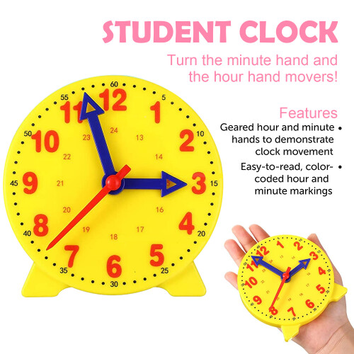 Learning Clock for Kids, Interactive Geared Clock with Easy to Read Color-Coded Hands, Time Teaching Tool for Developing Math Skills, Ages 4+ 2