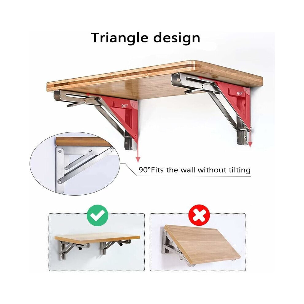 Folding Shelf Brackets, Heavy Duty Stainless Steel Space Saving Collapsible Shelf Bracket For Table Work Bench, Perfect For Diy Projects 9128293475891