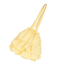 Damen Einfache Achseltasche Rüschen Plaids-Hellgelb