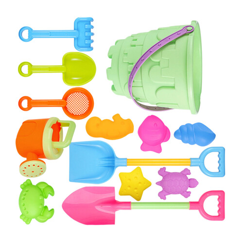 Ensemble de jouets de plage portables avec pelles, seaux et-Vert