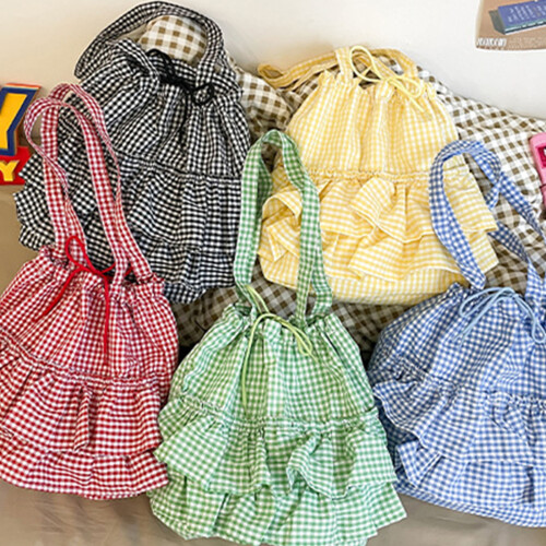Korean Style Armpit Bag for Women Handbag Drawstring-Light blue 1