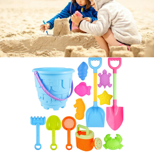 Ensemble de jouets de plage portables avec pelles, seaux et-Vert 1