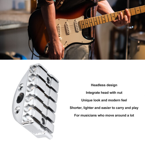 Headless Guitar String Lock 6-String Silver 2