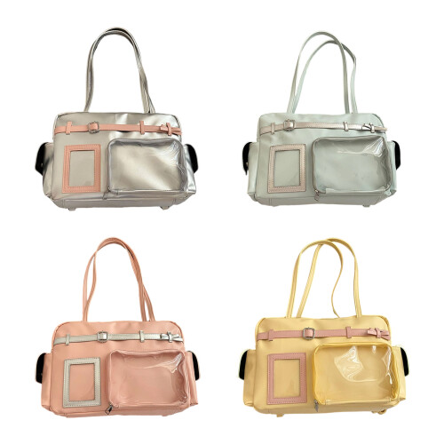 Compacte PU-bogen versierde schoudertas Casual crossbody-Roze 1