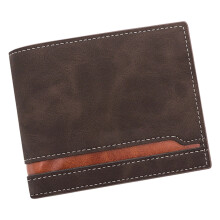 Contemporary Men's Wallet PU Short Coin Purse-Deep coffee