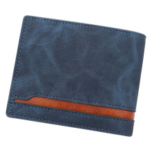 Elegante kurze Herrenbrieftasche mit kratzfester Textur und-Blau