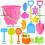 Ensemble de jouets de plage portables avec pelles, seaux et-Vert 3