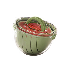 Multifunctional Fruit Slicer Basket with Drain Holes-Green 1