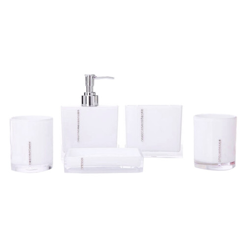 Complete 5 Piece Bathroom Organizers Set Acrylic-White