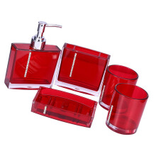 Luxurys 5Piece Bathroom Accessories Set Acrylic Toothbrush-Red