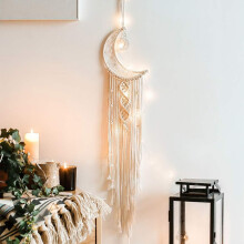 Pure Cotton Cord Moon Dream Catcher, Symbolic Meaning Behind Bohemian Decor, A Non-Allergic Eco-Friendly Gift for Home, Adorn Your Space with Traditio