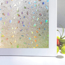 Decorative Rainbow Privacy Film, Heat Control Static Cling For Bathroom, Easy Application Semi-Privacy, Colorful Pattern Design, 60*200Cm, No Adhesive