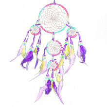 Atrapasueños con decoración de plumas y cuentas, materiales de origen ético para la decoración del hogar o del automóvil, tejido limpio y