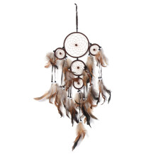 Exquisite Gift, Dream Catcher With Feathers Cotton Lines Wooden Beads, Indian Style Handmade Wall Hanging Decoration For Home Bedroom Car, Reusable
