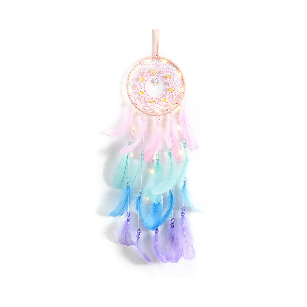 Dream Catcher Wall Decoration, Handmade Flower Feather Wall Hanging with Colorful Feathers and Lucky Symbol, Featuring Unicorn Design and Hanging Desi