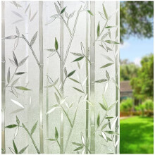 Reed Glass Privacy Film, Non-Adhesive Decorative Window Stickers, Frosted Stained Glass Texture, UV Protection, Privacy Shield for Office and Home, 17