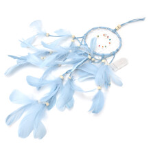 Blue Velvet Dream Catcher Wall Hanging with Iron Ring, 54cm