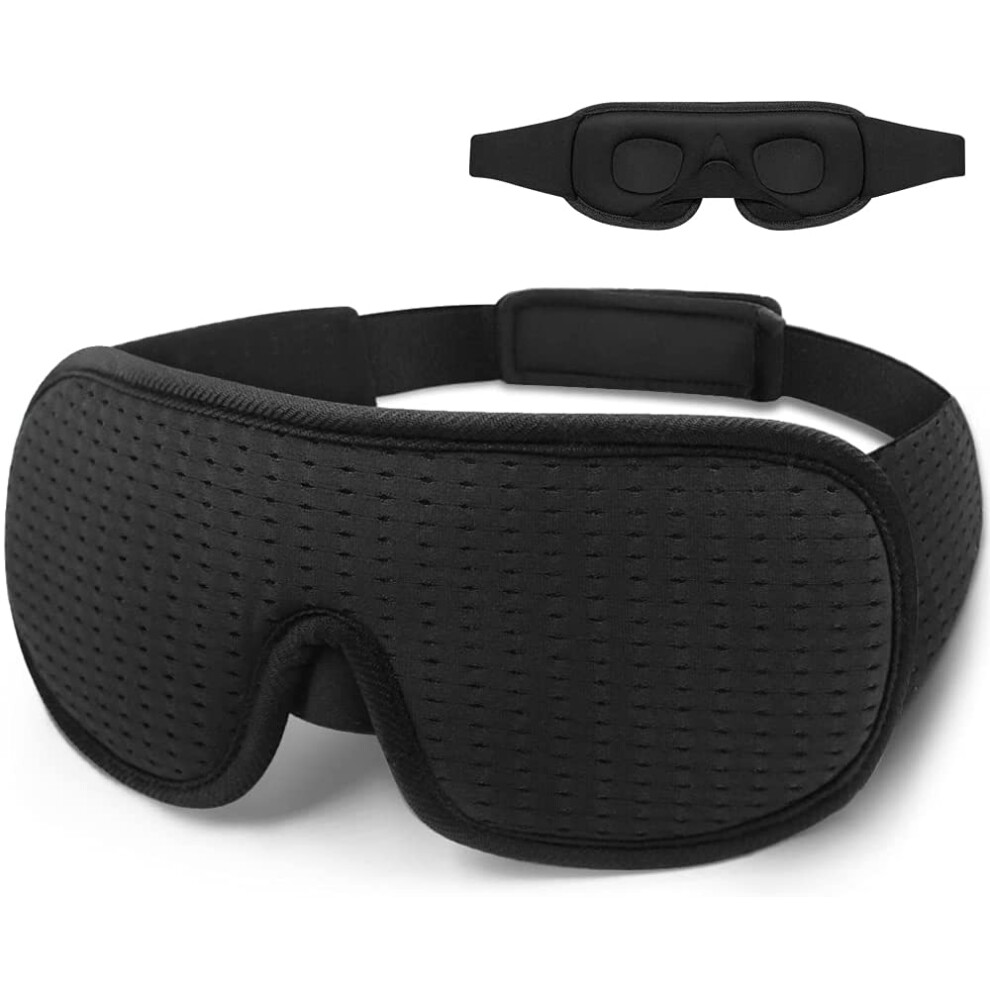 Traveler's Dream Sleep Mask, Ergonomically Designed With Nose Wing For 100% Blackout, Breathable Memory Foam Provides Comfortable Rest, Skin-friendly