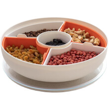 Dried Fruit Tray For Daily Snacking, Food Storage Box With Interactive Button, Reusable Snack Spinner For Candies Nuts, Compartment Dispenser For Port