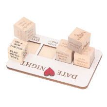 Wooden Date Night Dice Set for Couples – Pine Wood with Black Bag