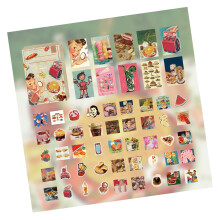 Food Scrapbooking Stickers 55pcs Cute Vintage Snack Planner Deco Decals