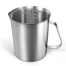 Vaso medidor versátil de acero inoxidable, escala de medición permanente, boca ancha para facilitar la limpieza, acero inoxidable de grado médico