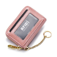 Palm-Sized Genuine Leather Wallet, Credit Card Holder with RFID Blocking for Compact Security