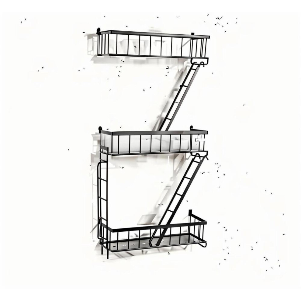 Space-Saving Floating Shelves For Small Rooms, Wall Mounted Shelves With Industrial Aesthetic, Fire Escape Shelf Unit For Modern City Apartment Living 9441426553298