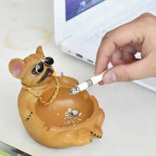 Süßer brauner Bully-Hund Cartoon-Tier Aschenbecher, 8,7x10,6cm