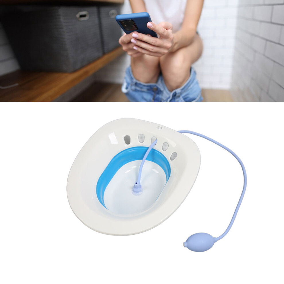 Foldable PP Silicone Sitz Bath for Hemorrhoid & Postpartum Care, Blue 35x39cm