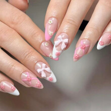 Mandel-Nagelpresse, Schleifen-Design, französische Spitze,