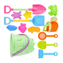 13 Piece Non Toxic Sand Play Set Includes Large Shovel-Green