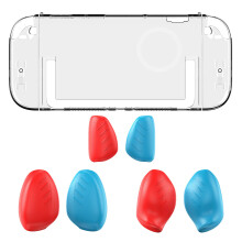 Game Console Housing Clear Protector Cover-Blue and red grip