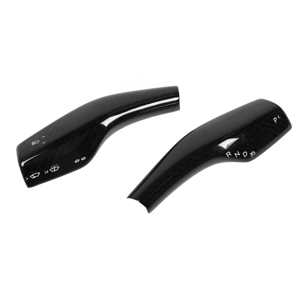 2Pcs Carbon Fiber Steering Wheel Gear Shift Cover For Tesla Model 3 Y (2017-2023) 4911368923800