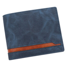 Modern Men's Short Wallet Patchwork Pattern Soft PU-Blue