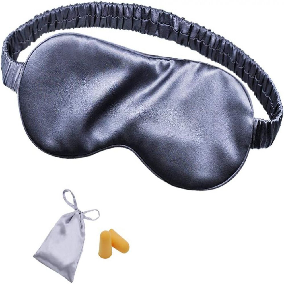 Uninterrupted Sleep, Silk Sleep Mask with Hypoallergenic Soft Silk Elastic Strap, Luxury Traveling Bag for Full Night's Sleep, Nap (Total Blackout, Tr