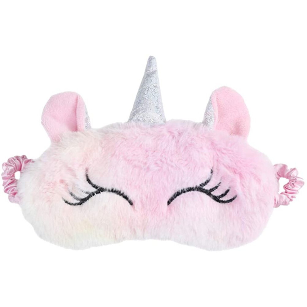 Soft Fluffy Plush Blindfold, Funny Novelty Animal Sleep Mask for Kids and Adults, Cute Unicorn Sleeping Mask with Prevent Pressure on Eyes, Lightweigh