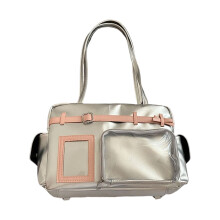 Japanese Style Themed PU Crossbody Bag Student Backpack-Silver